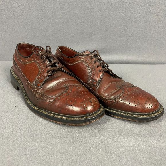 Vintage Stuart Holmes Men\'s US 7.5 Burgundy Leather Lace Up Brogue Dress Shoes Royal Oxford Shoes - Etsy main image 2